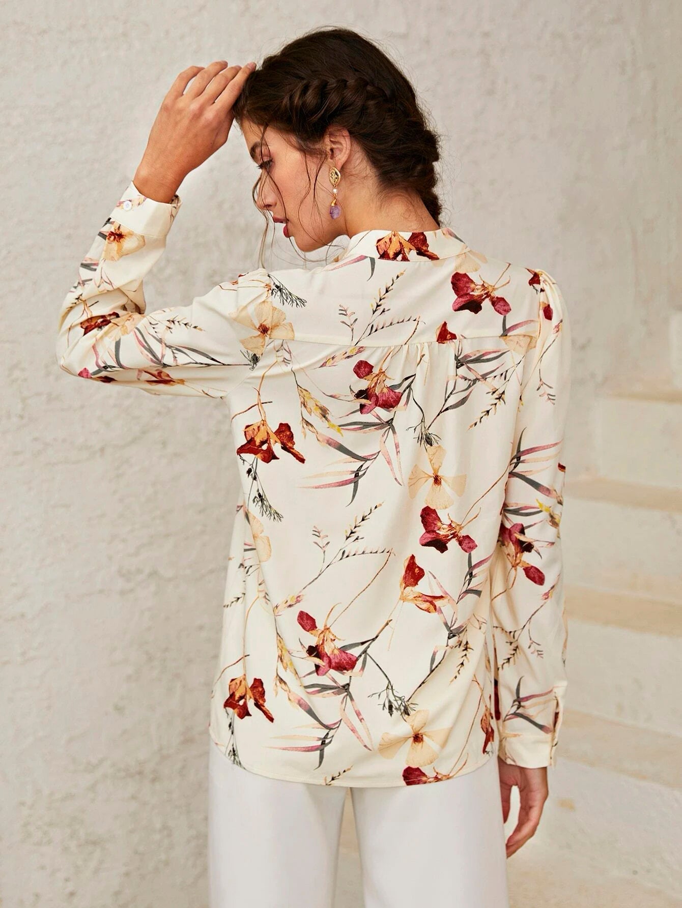 Buy SHEIN Floral Print Notch Neck Blouse in Pakistan