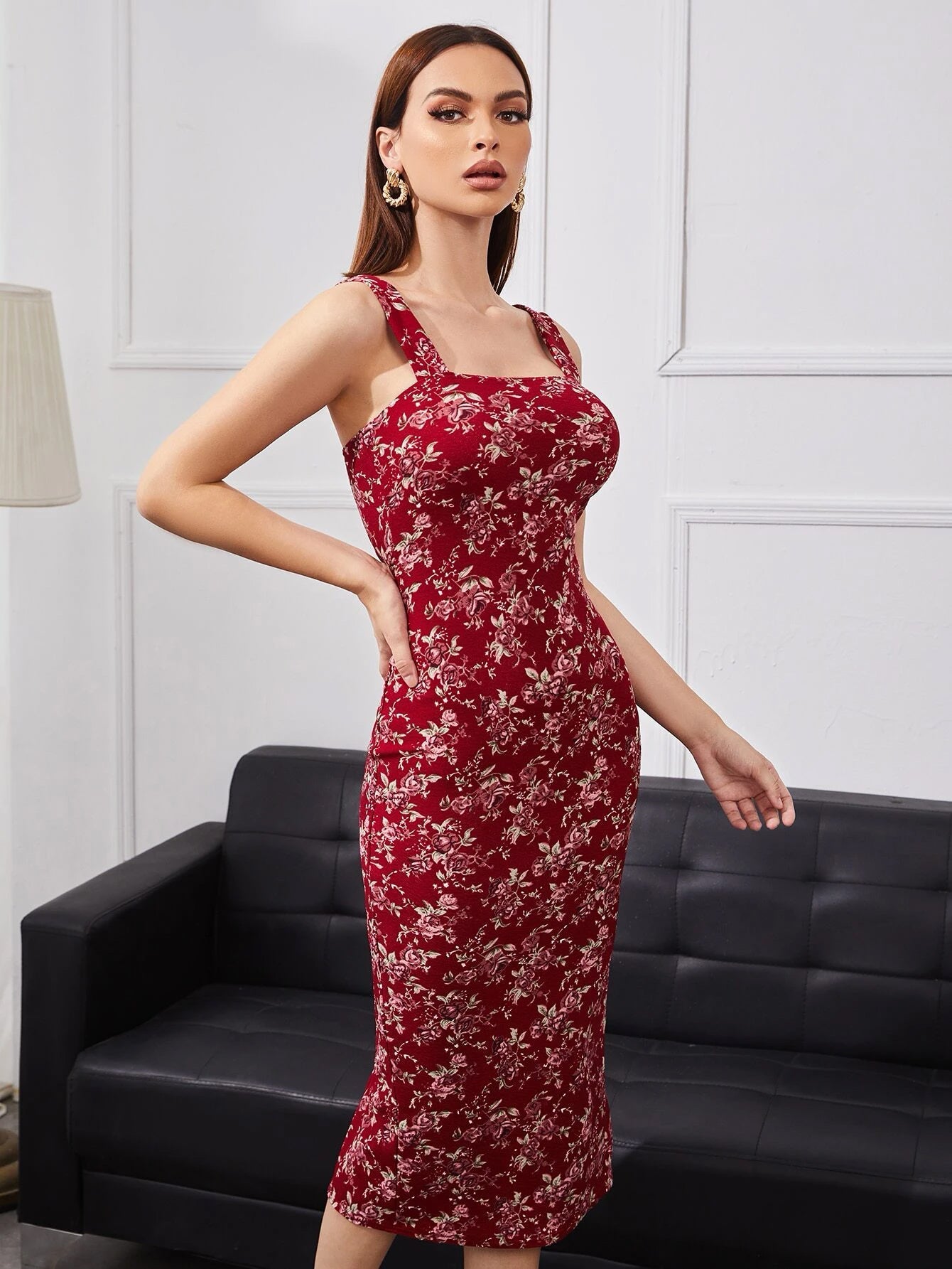 Buy Shein Floral Print Split Hem Cami Dress in Pakistan