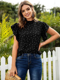Buy Shein Heart Confetti Mock Neck Keyhole Back Blouse in Pakistan