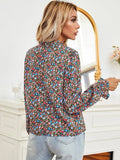 Buy Shein Notch Neck Puff Sleeve Ditsy Floral Blouse in Pakistan