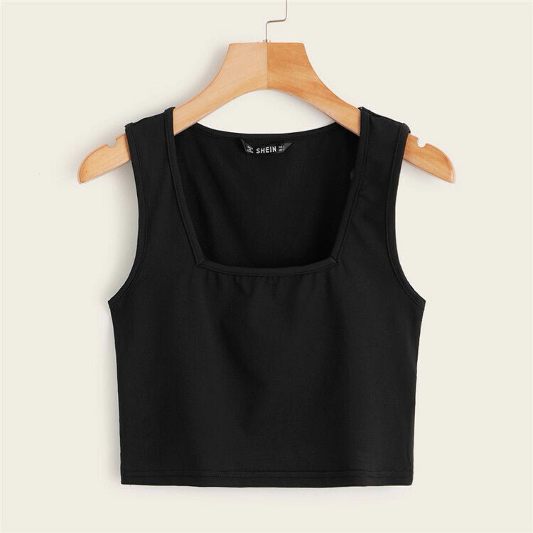 Buy Shein Ribbed Form-Fitting Cropped Tank Top in Pakistan
