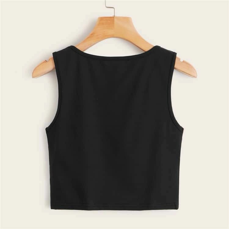 Buy Shein Ribbed Form-Fitting Cropped Tank Top in Pakistan