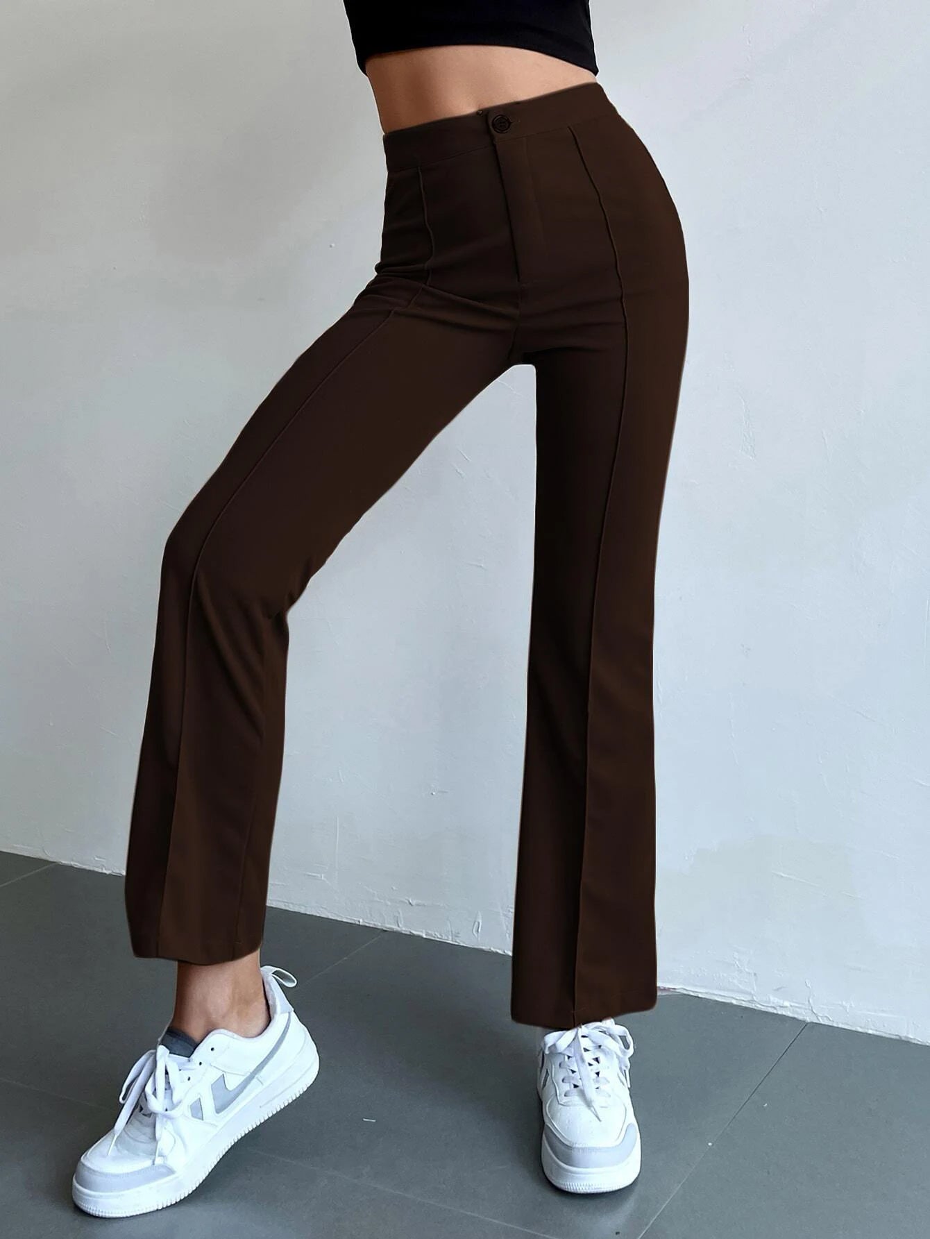 Buy Shein Seam Front High Waist Flare Leg Pants in Pakistan