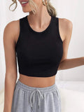 Buy Shein Solid Crop Ribbed Knit Tank Top in Pakistan