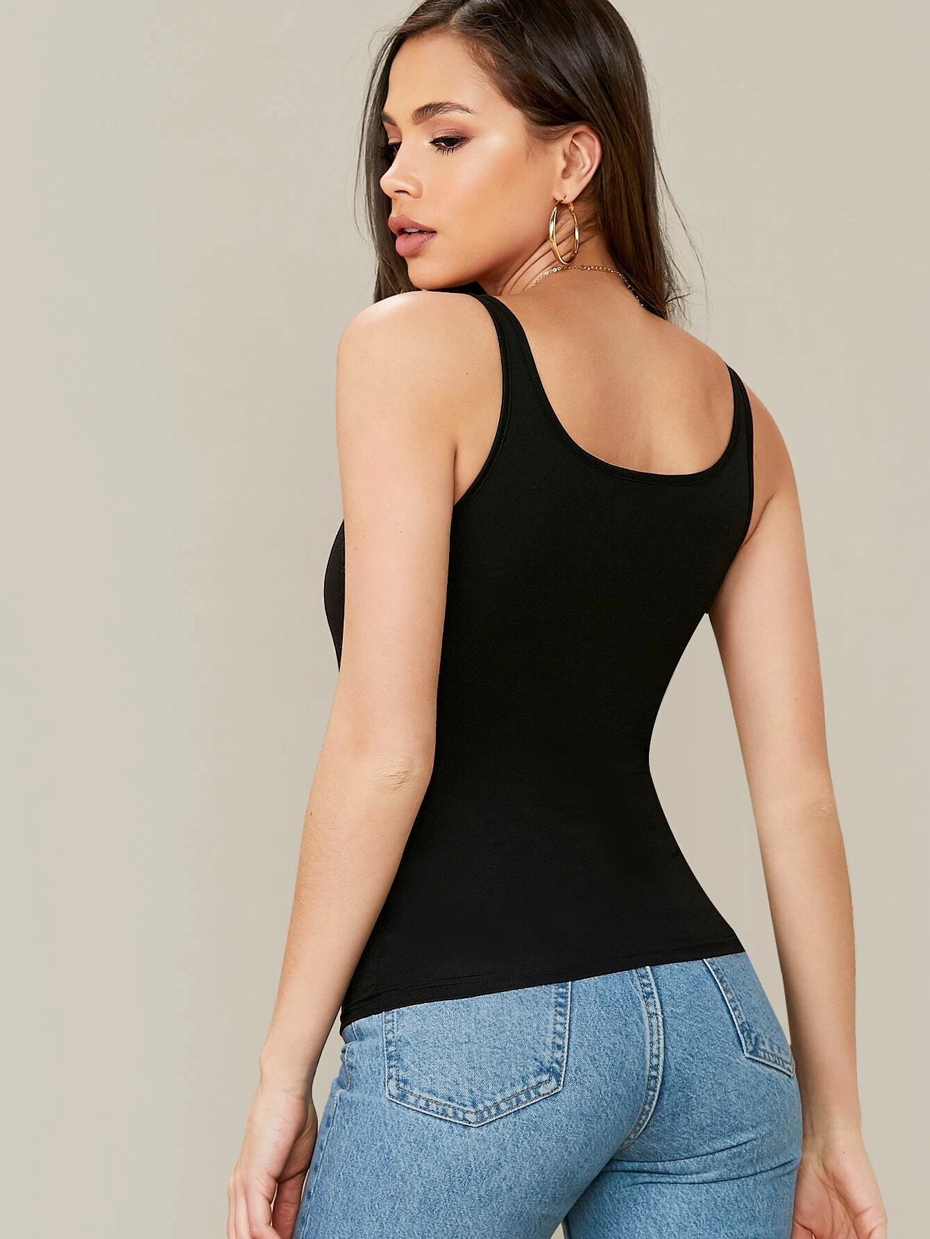 Buy Shein Solid Form-Fitting Tank Top in Pakistan
