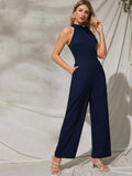 Buy Shein Tie Neck Pocket Detail Sleeveless Jumpsuit in Pakistan