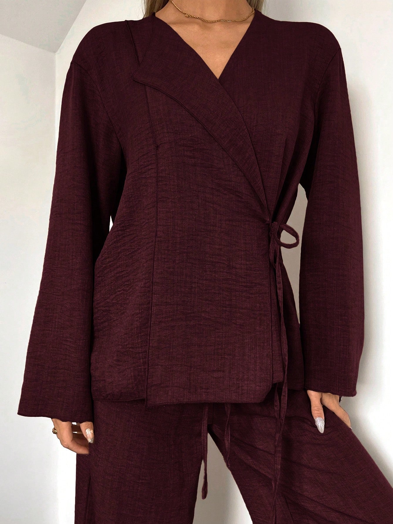 Buy SHEIN Siren Gaze Women's Blazers Burgundy Set Suit Suits in Pakistan