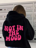 Buy SHEIN Slogan Graphic Kangaroo Pocket Drop Shoulder Drawstring Hoodie in Pakistan
