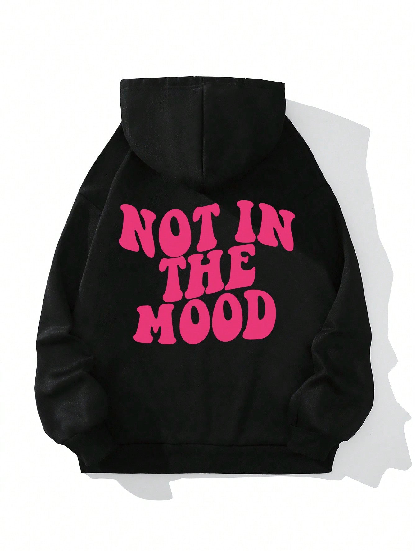 Buy SHEIN Slogan Graphic Kangaroo Pocket Drop Shoulder Drawstring Hoodie in Pakistan