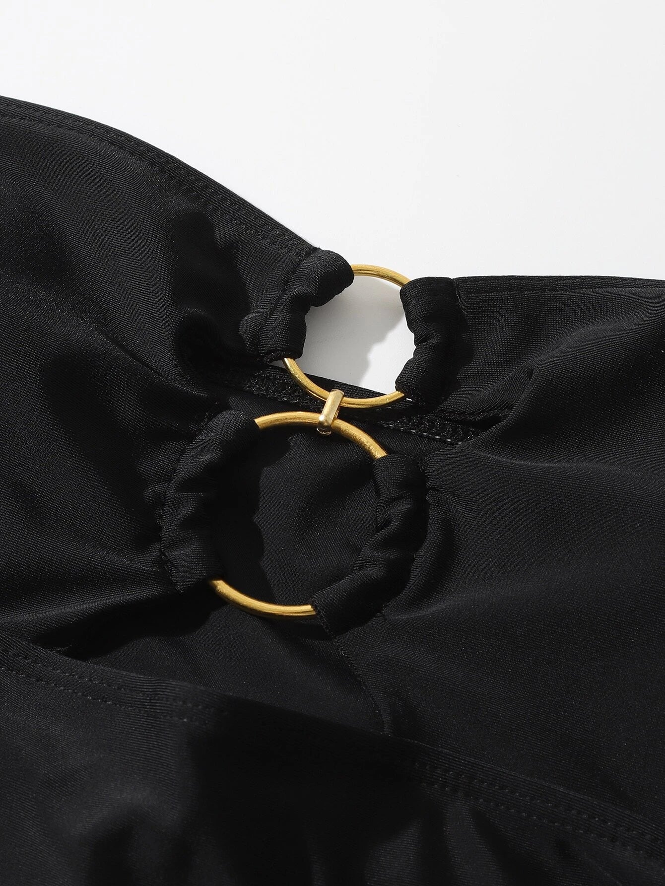 Buy SHEIN Solid Bikini Set Cut-Out Ring Linked Bandeau Bra & High Waisted Bottom 2 Piece Bathing Suit in Pakistan