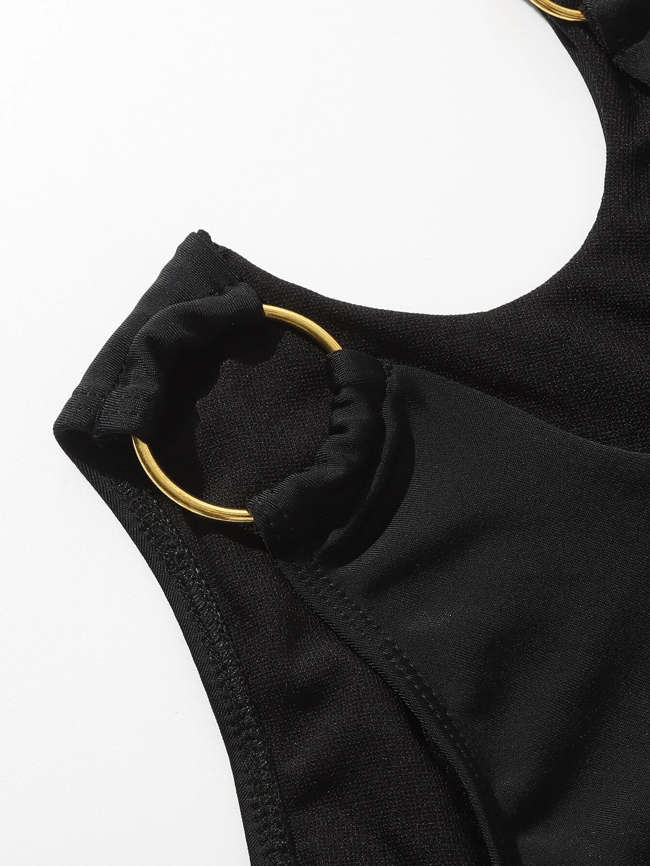 Buy SHEIN Solid Bikini Set Cut-Out Ring Linked Bandeau Bra & High Waisted Bottom 2 Piece Bathing Suit in Pakistan