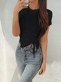Buy SHEIN Solid Drawstring Side Tee in Pakistan
