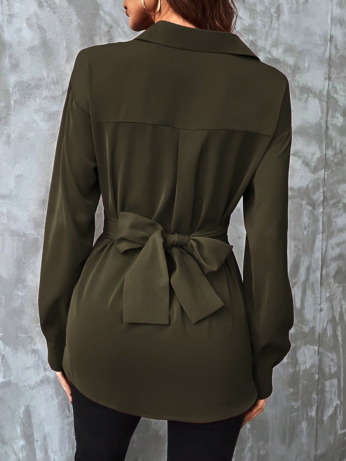 Buy SHEIN Solid Wrap Front Shirt in Pakistan