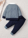 Buy SHEIN Souflis Baby Boy Striped Bow Front 2 In 1 Sweatshirt & Sweatpants in Pakistan