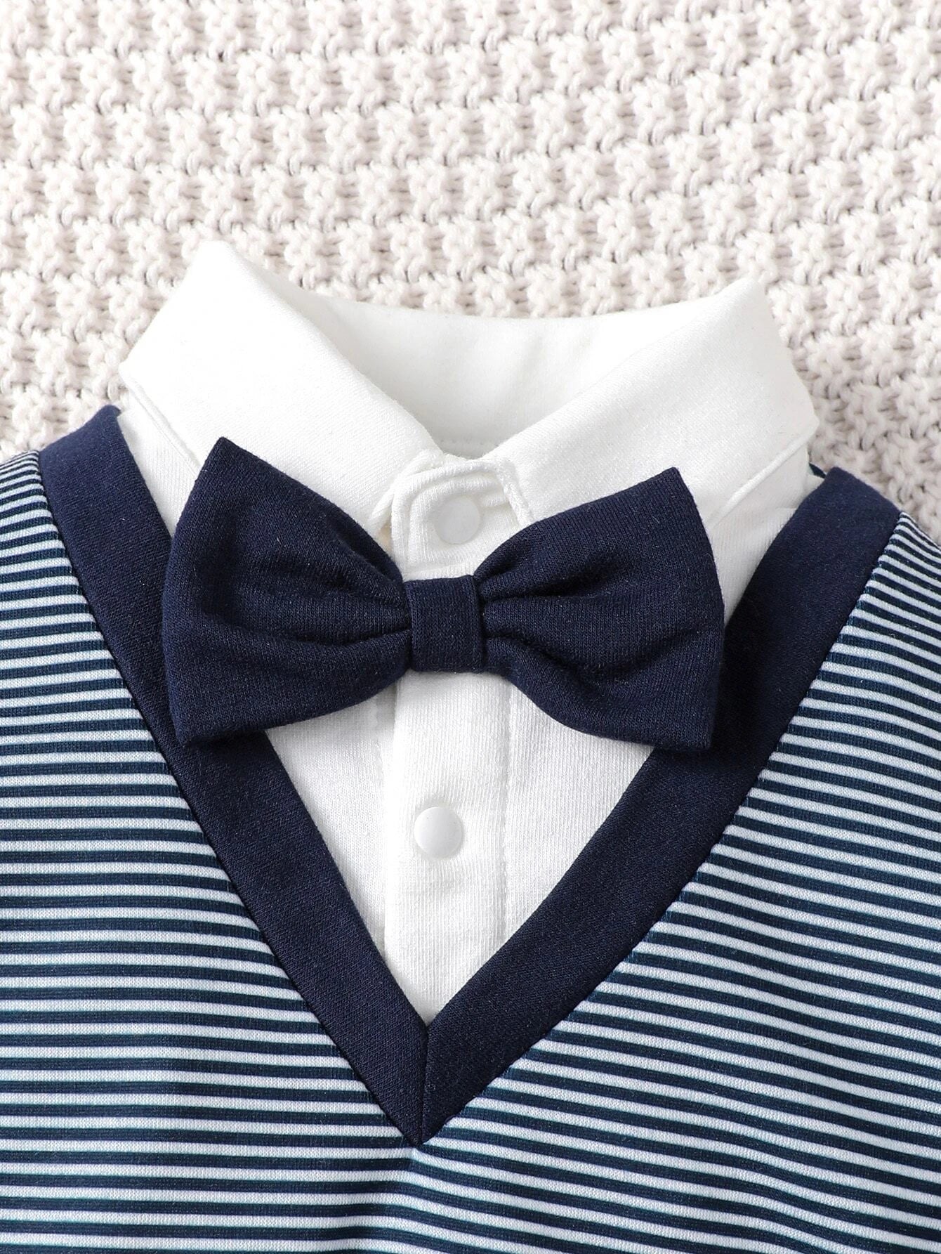 Buy SHEIN Souflis Baby Boy Striped Bow Front 2 In 1 Sweatshirt & Sweatpants in Pakistan