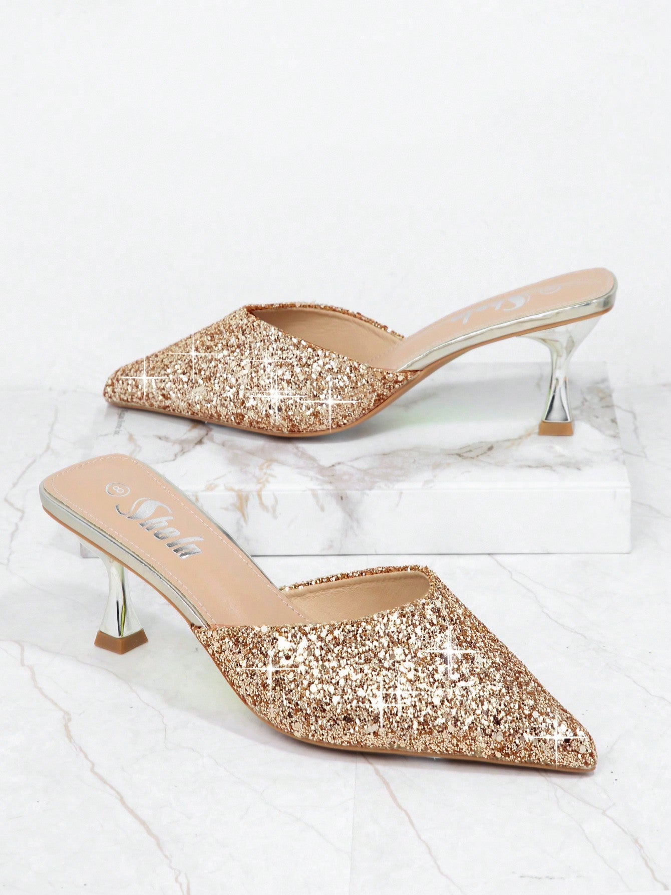 Buy SHEIN Sparkly Pointy Toe Slip On Mules in Pakistan