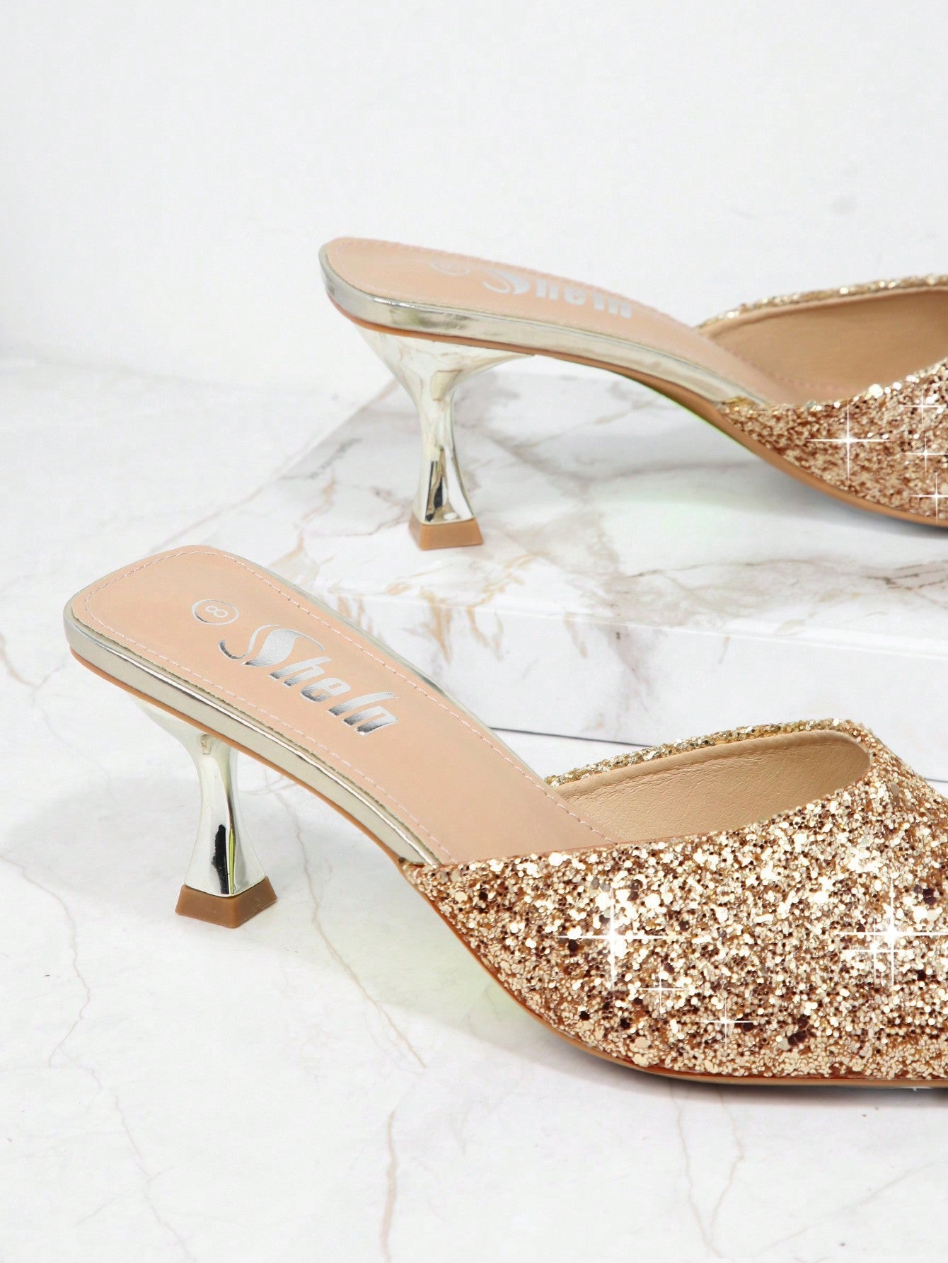 Buy SHEIN Sparkly Pointy Toe Slip On Mules in Pakistan