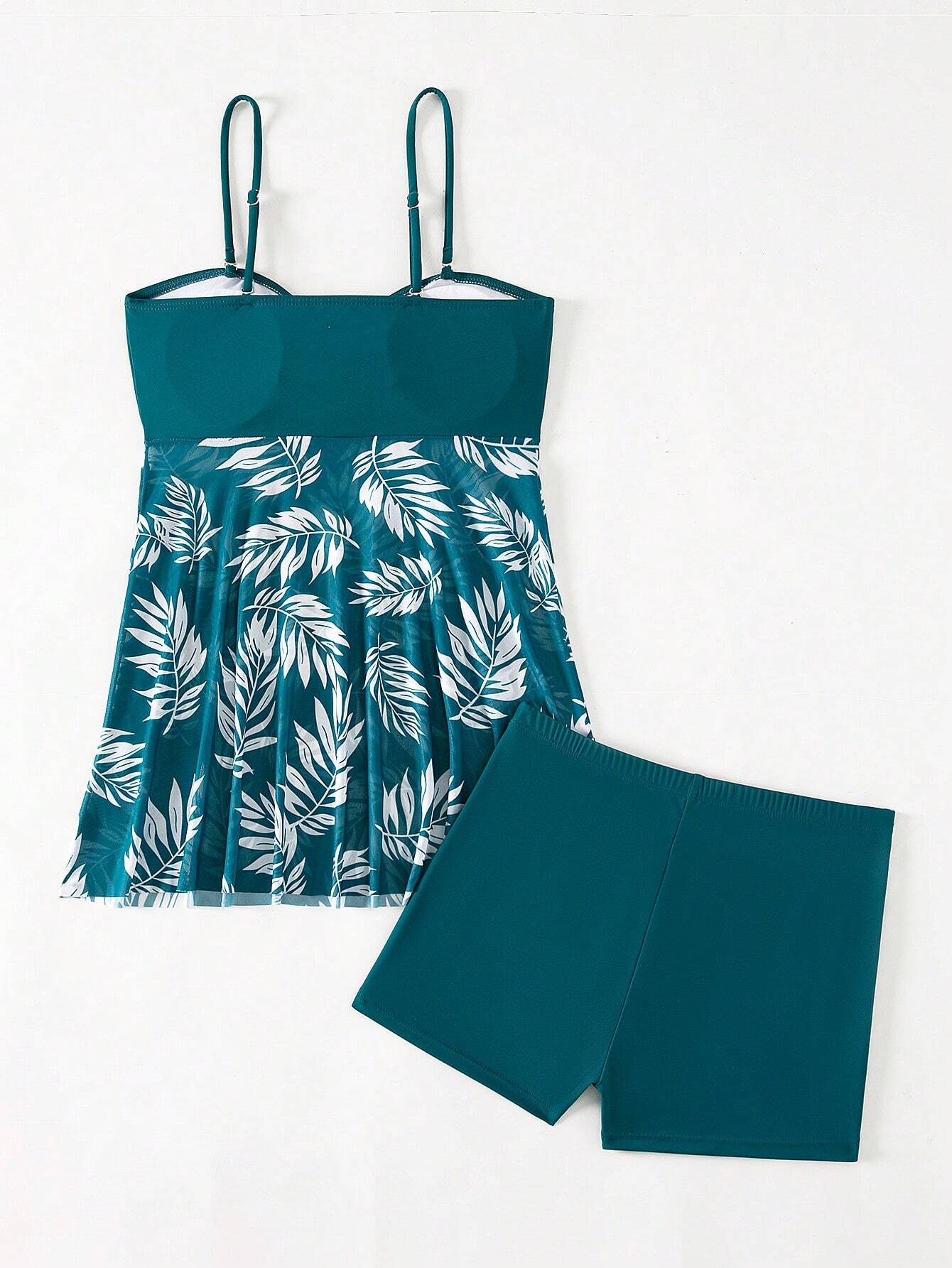Buy SHEIN Swim Lushoire Summer Beach Tropical Print Ruched Dress Swimsuit in Pakistan