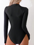 Buy SHEIN Swim SPRTY Summer Beach Tropical Print Zip Front One Piece Swimsuit in Pakistan