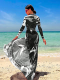 Buy SHEIN Swim Shayni Allover Print One Piece Swimsuit With Beach Skirt,Summer BeachArabic Clothing in Pakistan