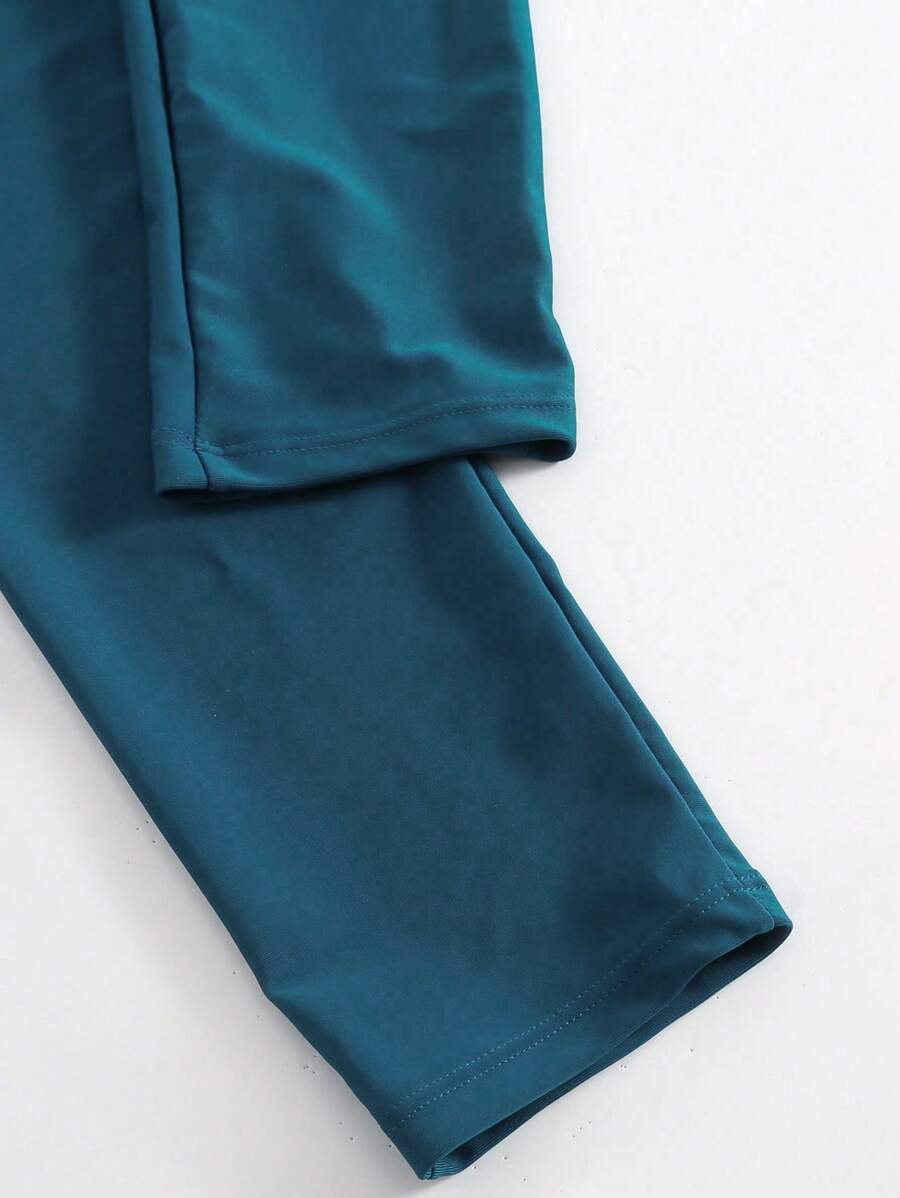 Buy SHEIN Swim Shayni Marble Print Zip Front Burkini With Beach Skirt Summer in Pakistan