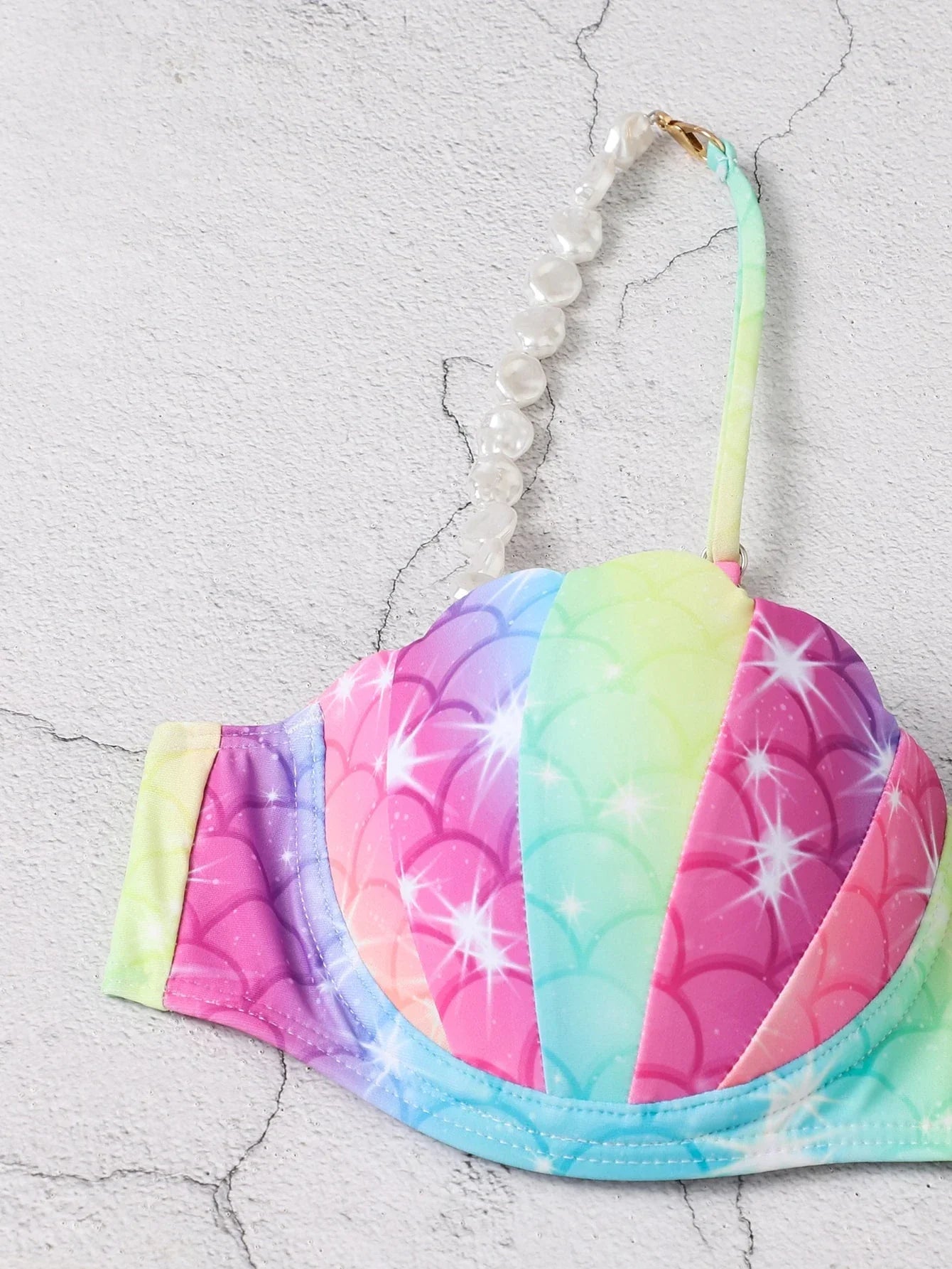 Buy SHEIN Swim Vcay Swim Suits For Women Summer Beach Ombre Fish Scales Print Bikini Set Scallop Trim Push Up Top & Bikini & Beach Skirt 3 Pieces Bikini in Pakistan