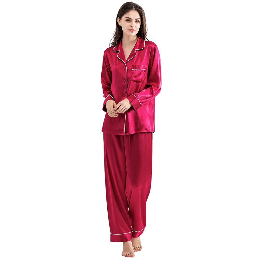 Buy Silk PJ Set - Red in Pakistan