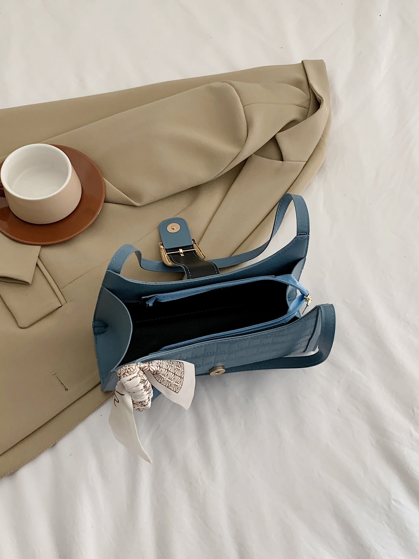 Buy SHEIN Versatile Blue Crocodile Pattern Armpit Bag in Pakistan