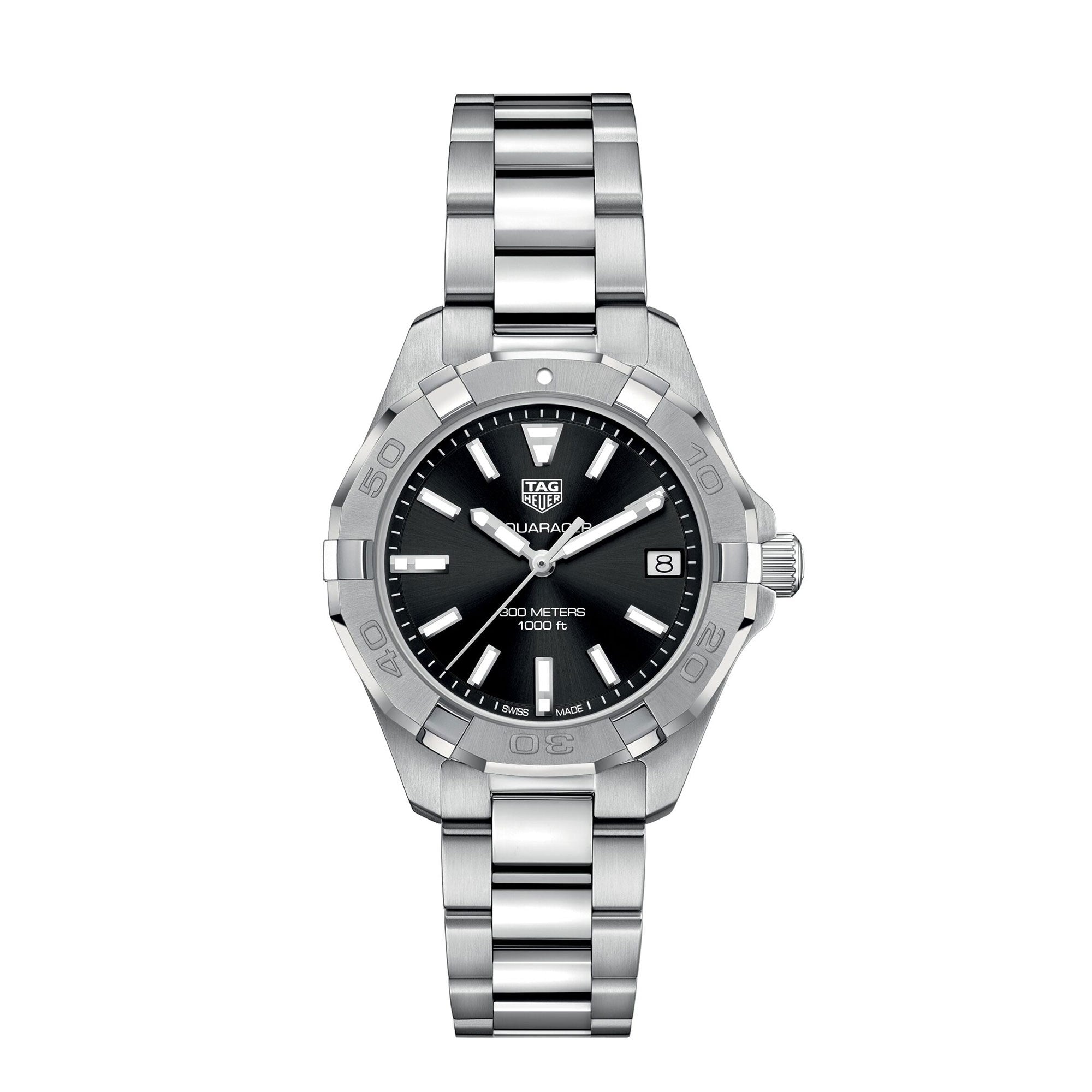 Buy Tag Heuer Aquaracer Black Dial Silver Steel Strap Watch for Women - WBD1310.BA0740 in Pakistan