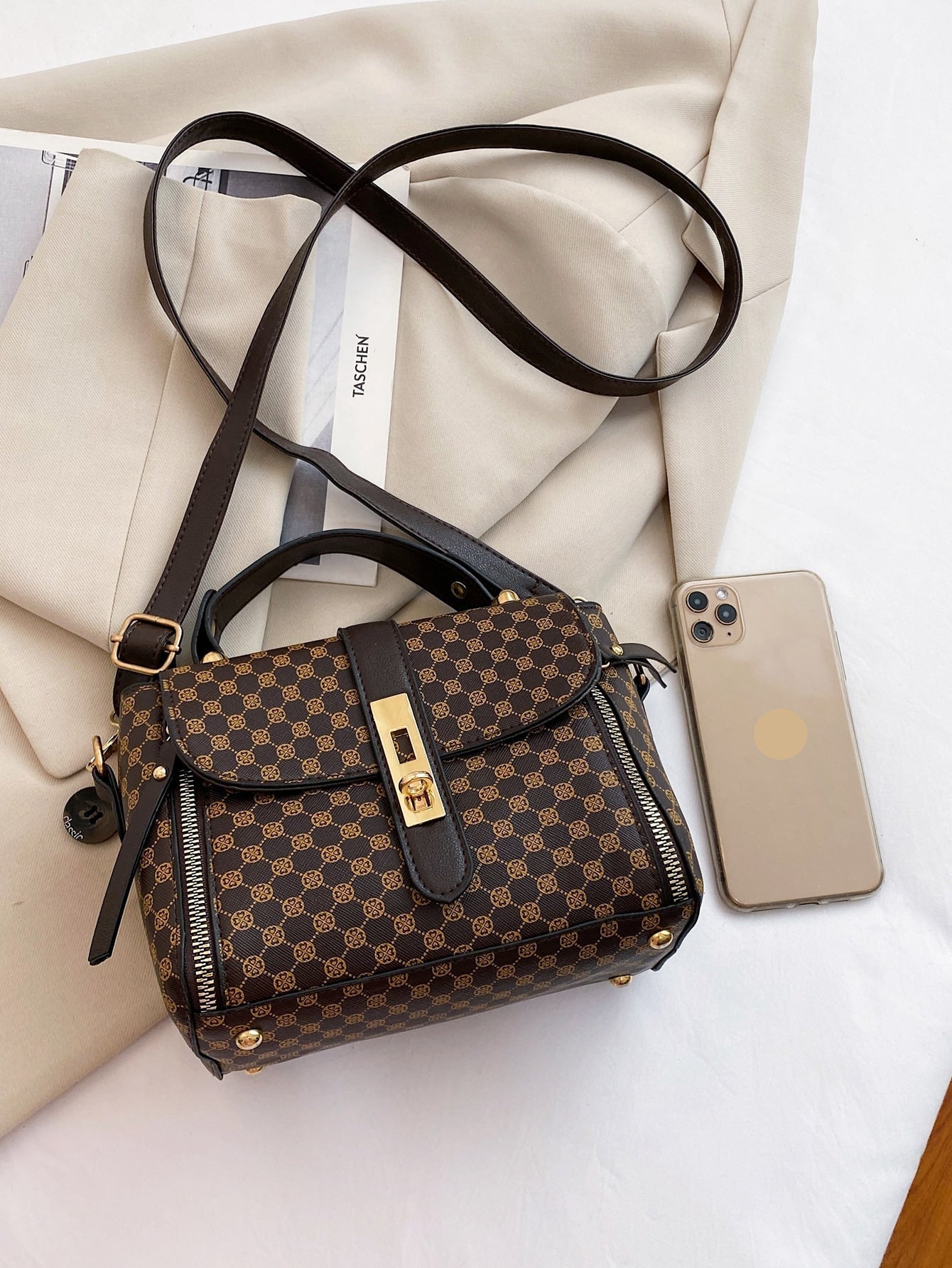 Buy SHEIN Waterproof,Lightweight,Business Casual Mini Graphic Print Metal Lock Satchel Bag in Pakistan