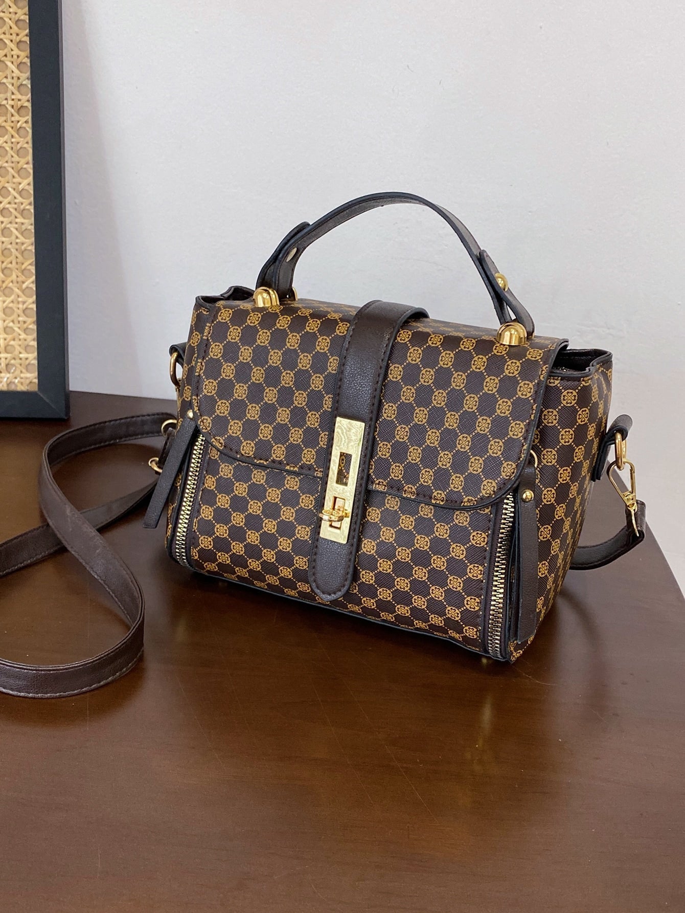 Buy SHEIN Waterproof,Lightweight,Business Casual Mini Graphic Print Metal Lock Satchel Bag in Pakistan