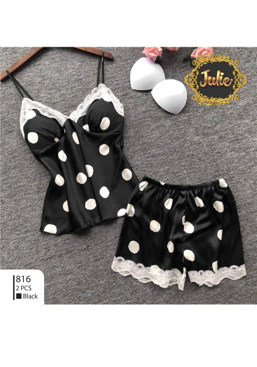 Buy Polka Dot - 2pc Silk Inner & Shorts Cami Set in Pakistan