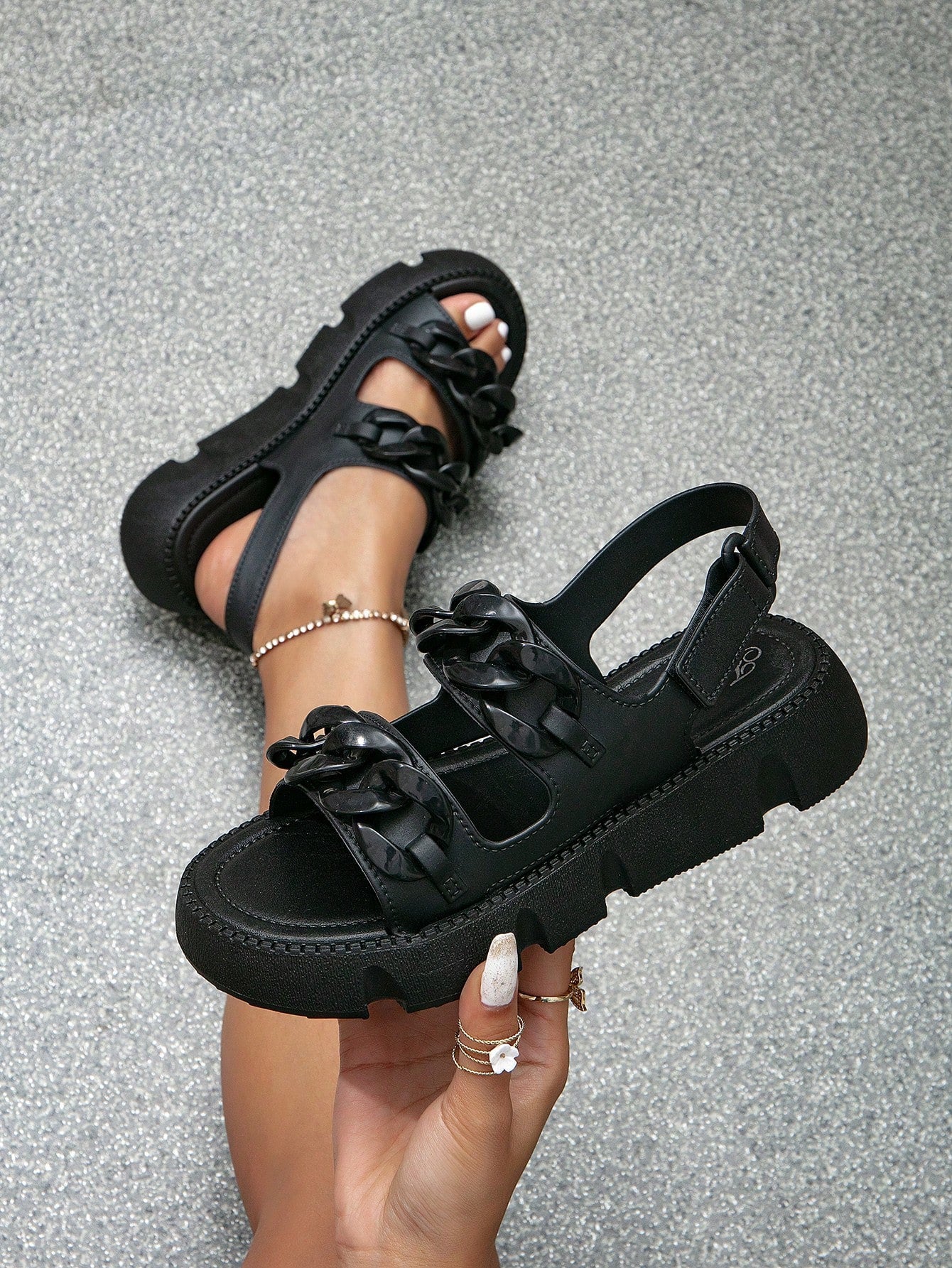 Buy SHEIN Women Chain Decor Sport Sandals, Sporty Outdoor PVC Slingback Sandals in Pakistan