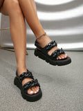 Buy SHEIN Women Chain Decor Sport Sandals, Sporty Outdoor PVC Slingback Sandals in Pakistan