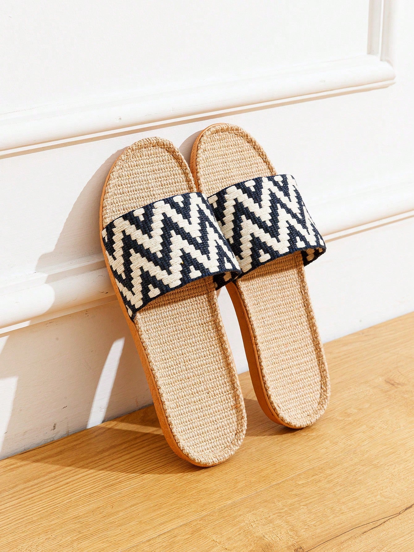 Buy SHEIN Women Chevron Pattern Home Slippers, Fashion Indoor Fabric Bedroom Slippers in Pakistan