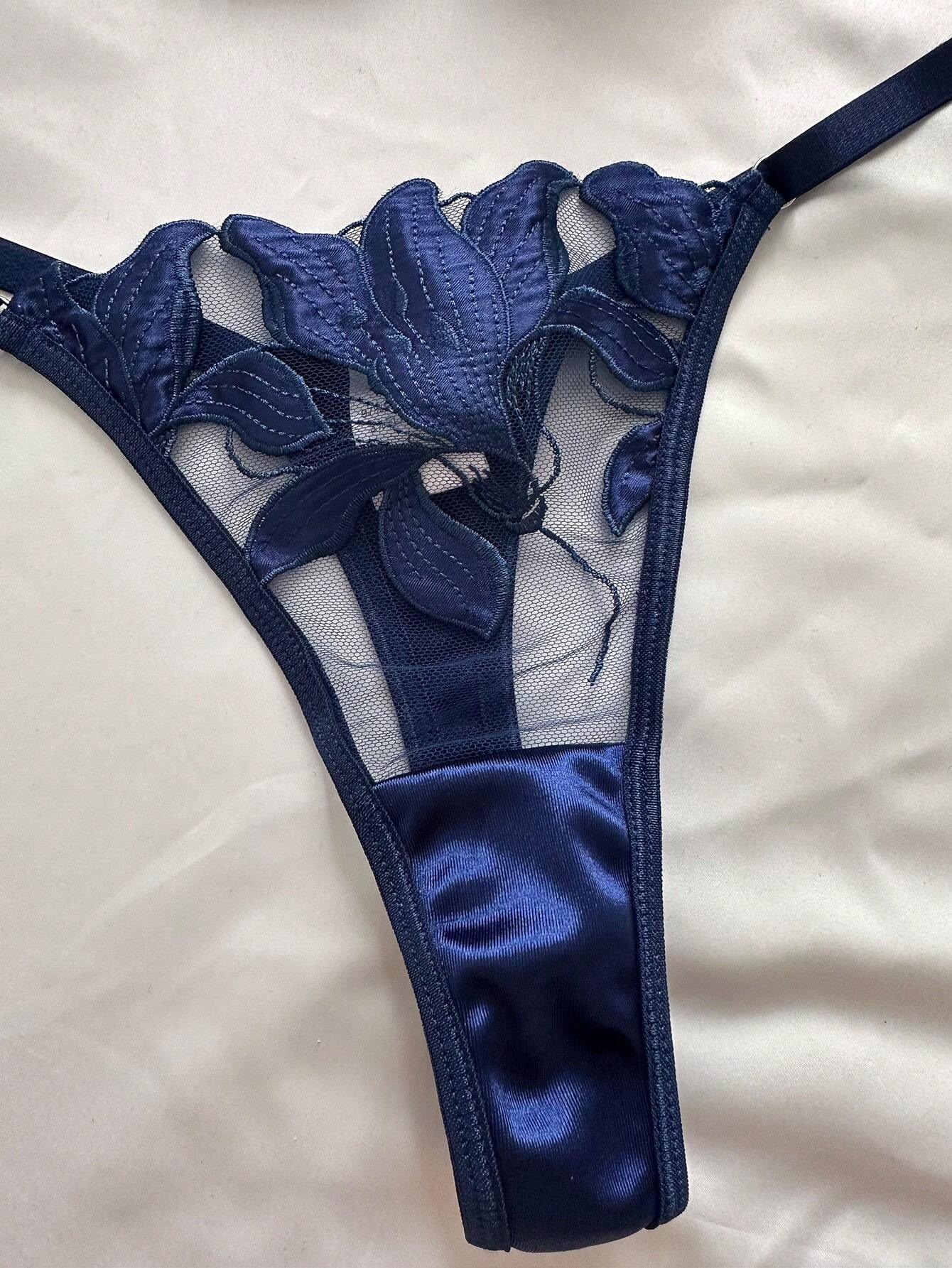 Buy SHEIN Women's Embroidered Mesh Patchwork Sexy Lingerie Set in Pakistan