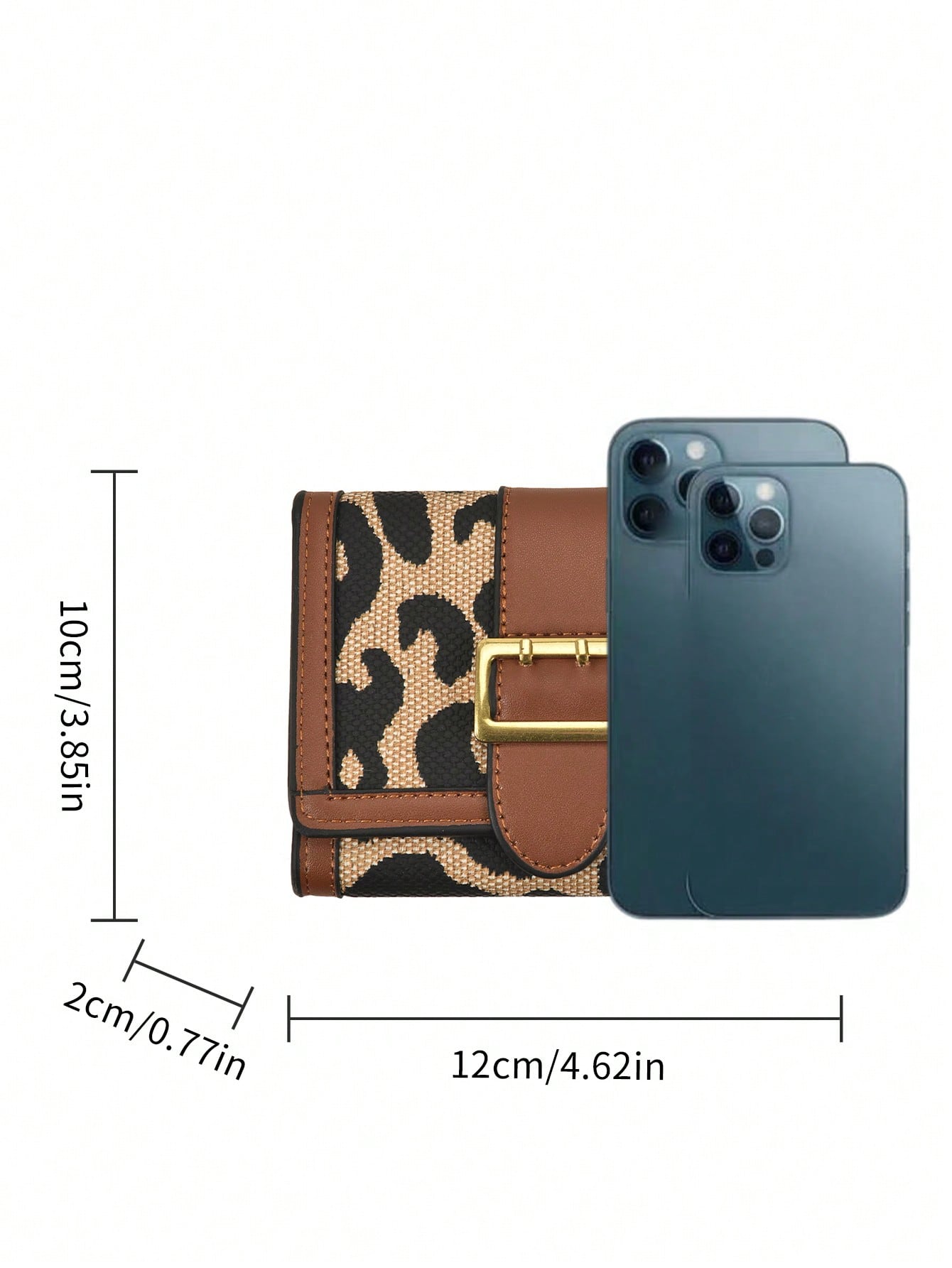 Buy SHEIN Women's Leopard Print Pu Leather Trifold Wallet Card Holder Coin Purse Vintage Buckle Hardware Portable Short Wallet in Pakistan