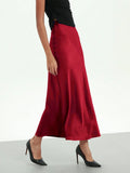 Buy SHEIN Women's Simple Solid Color Elastic Satin Texture Trumpet Hem Elegant Maxi Skirt in Pakistan