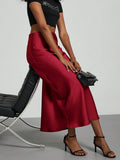 Buy SHEIN Women's Simple Solid Color Elastic Satin Texture Trumpet Hem Elegant Maxi Skirt in Pakistan