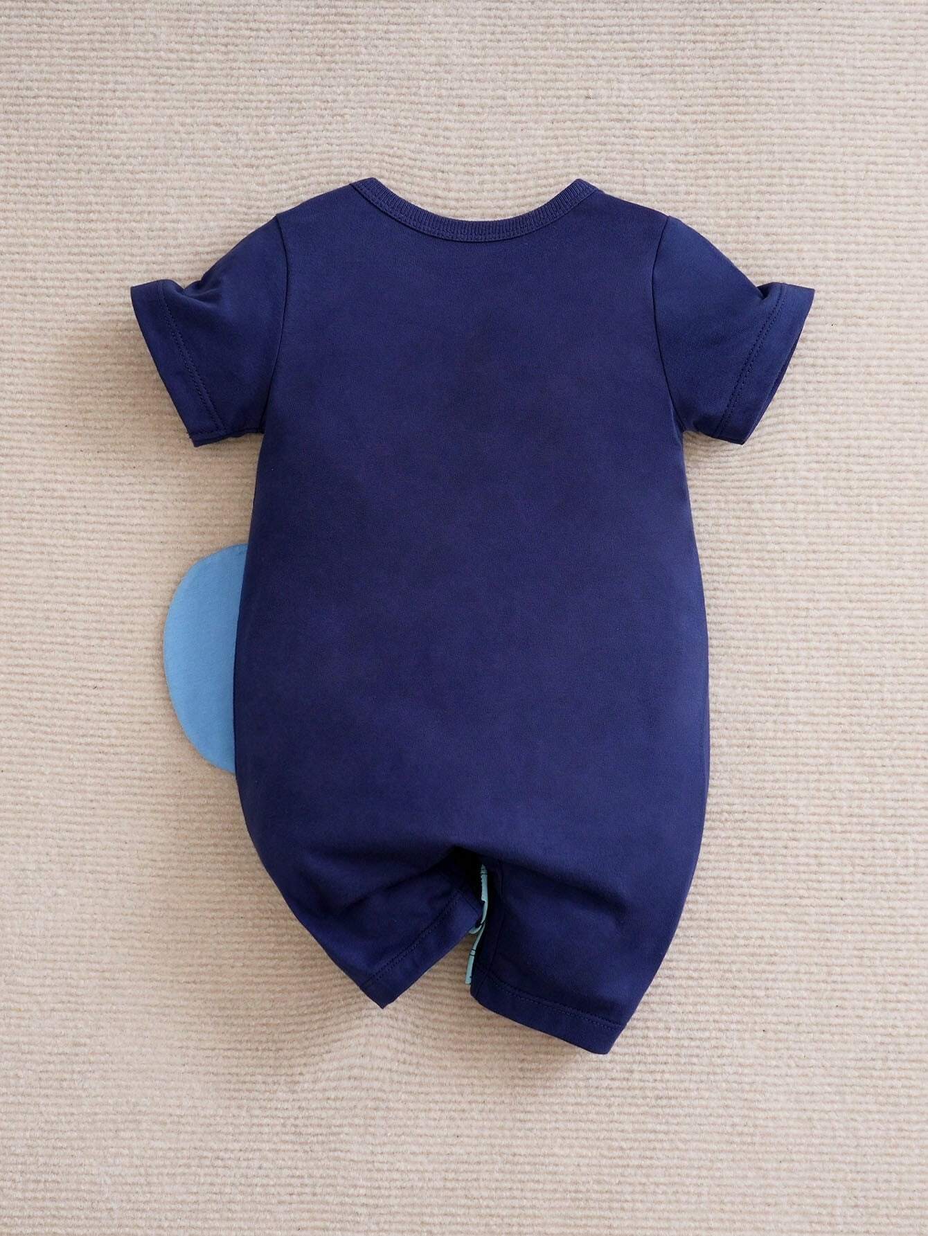 Buy SHEIN Yierying Baby Boy Elephant Print 3D Ear Design Button Detail Romper in Pakistan