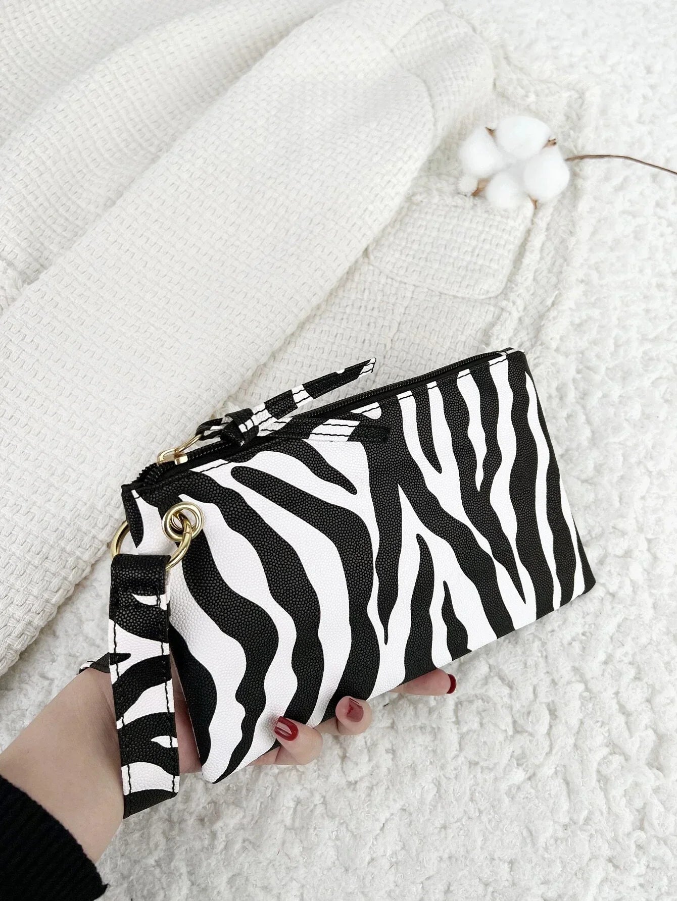 Buy SHEIN Zebra Pattern Fashion Zipper Clutch Bag, Coin Purse, Mobile Phone Bag, Wristlet High Quality Leather in Pakistan