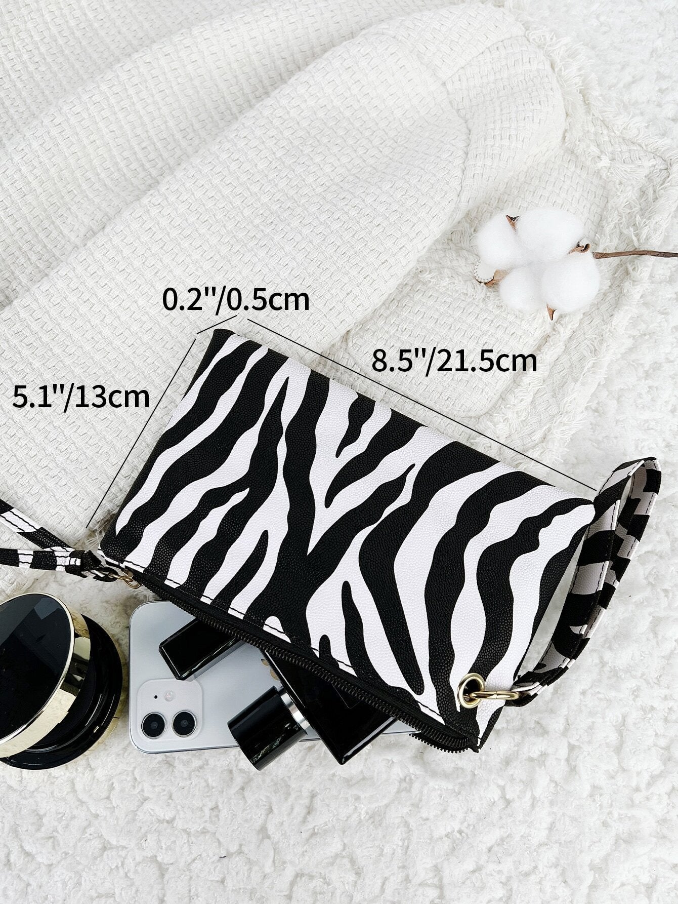 Buy SHEIN Zebra Pattern Fashion Zipper Clutch Bag, Coin Purse, Mobile Phone Bag, Wristlet High Quality Leather in Pakistan