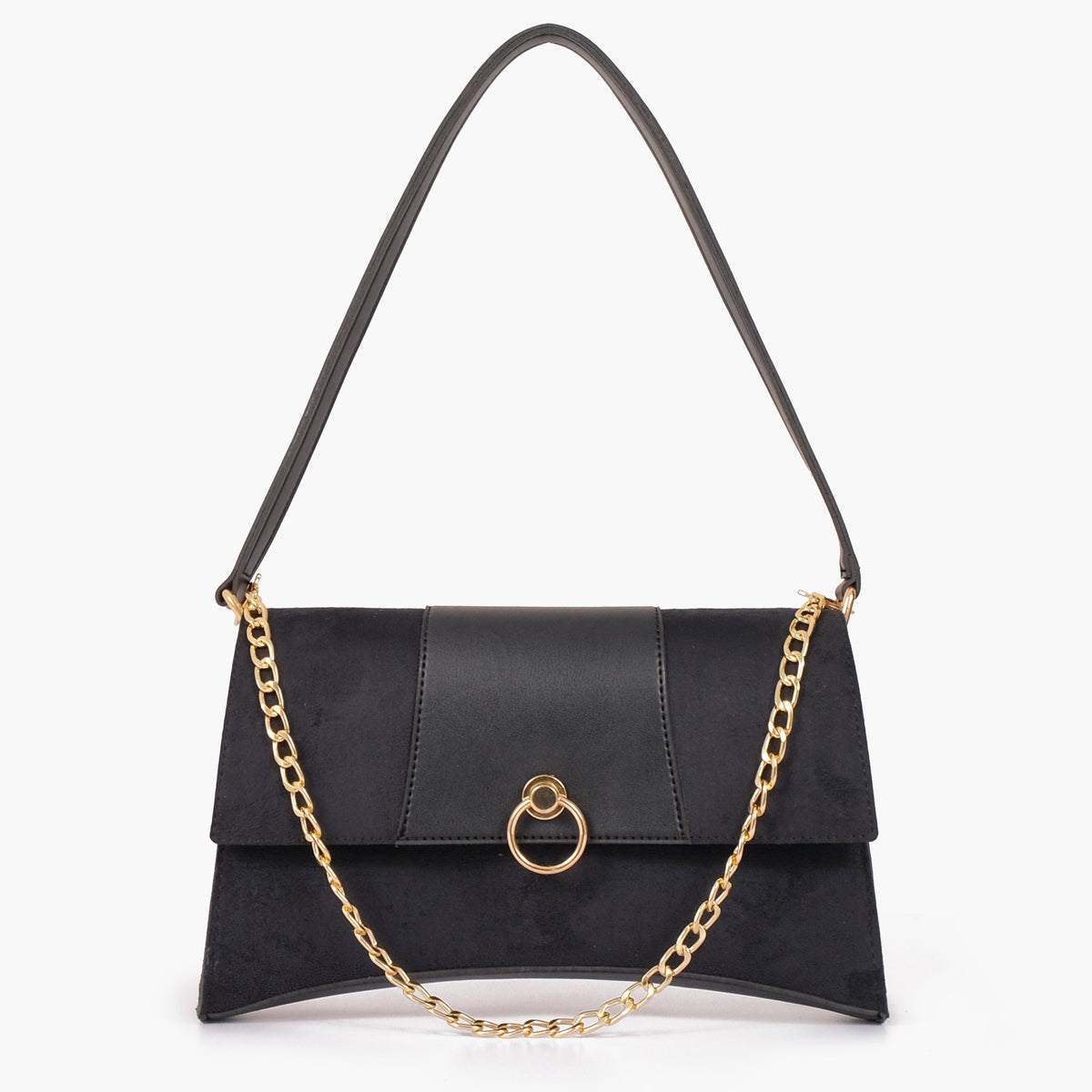 Buy Suede Buckle Envelope Bag - Black in Pakistan