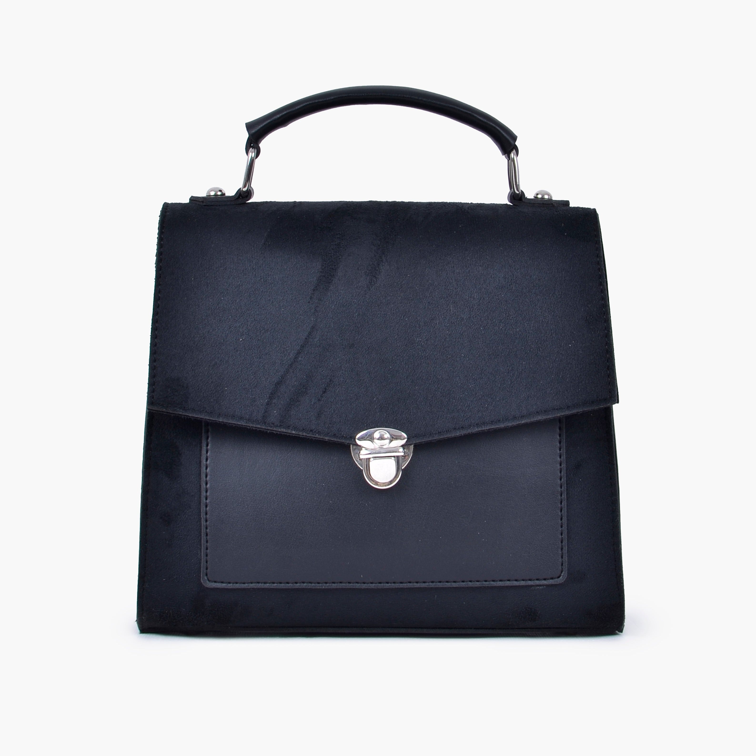 Buy Push Lock Messenger Bag - Black Suede in Pakistan