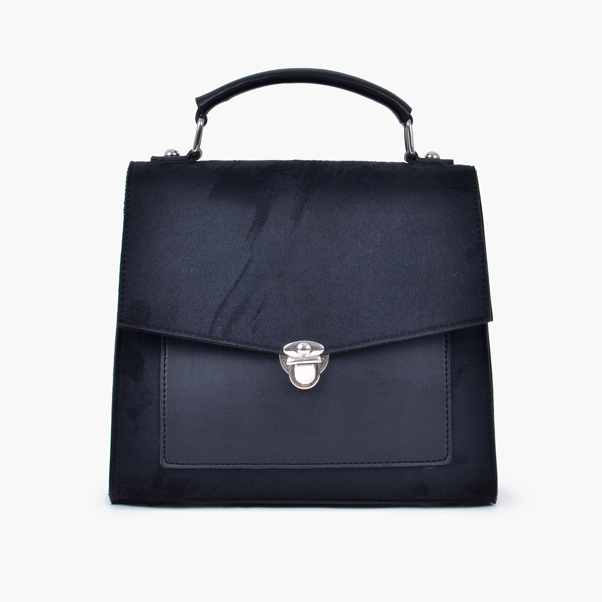 Buy Push Lock Messenger Bag - Black Suede in Pakistan
