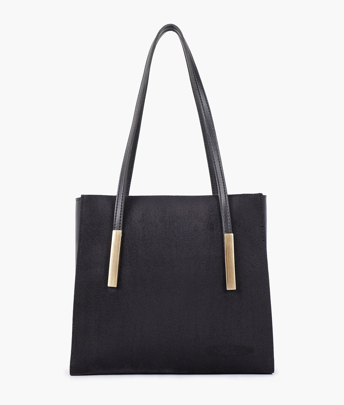 Buy Suede Zipper Shoulder Bag With Long Handle - Black in Pakistan