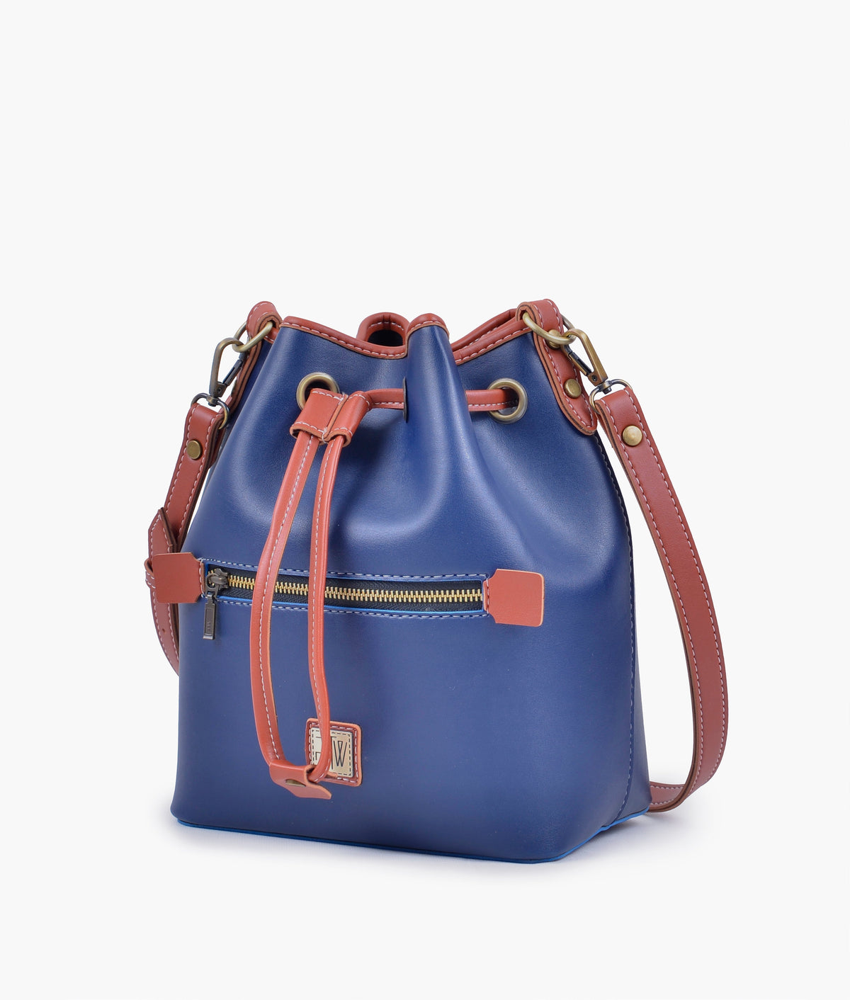 Buy Blue And Rust Bucket Bag With Zipper Pocket in Pakistan