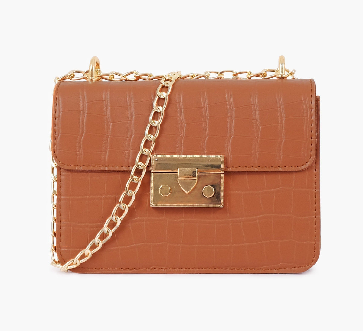 Buy Mini Chain Handle Cross Body Bag - Brown in Pakistan