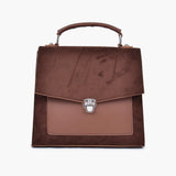Buy Suede Push Lock Messenger Bag - Brown in Pakistan