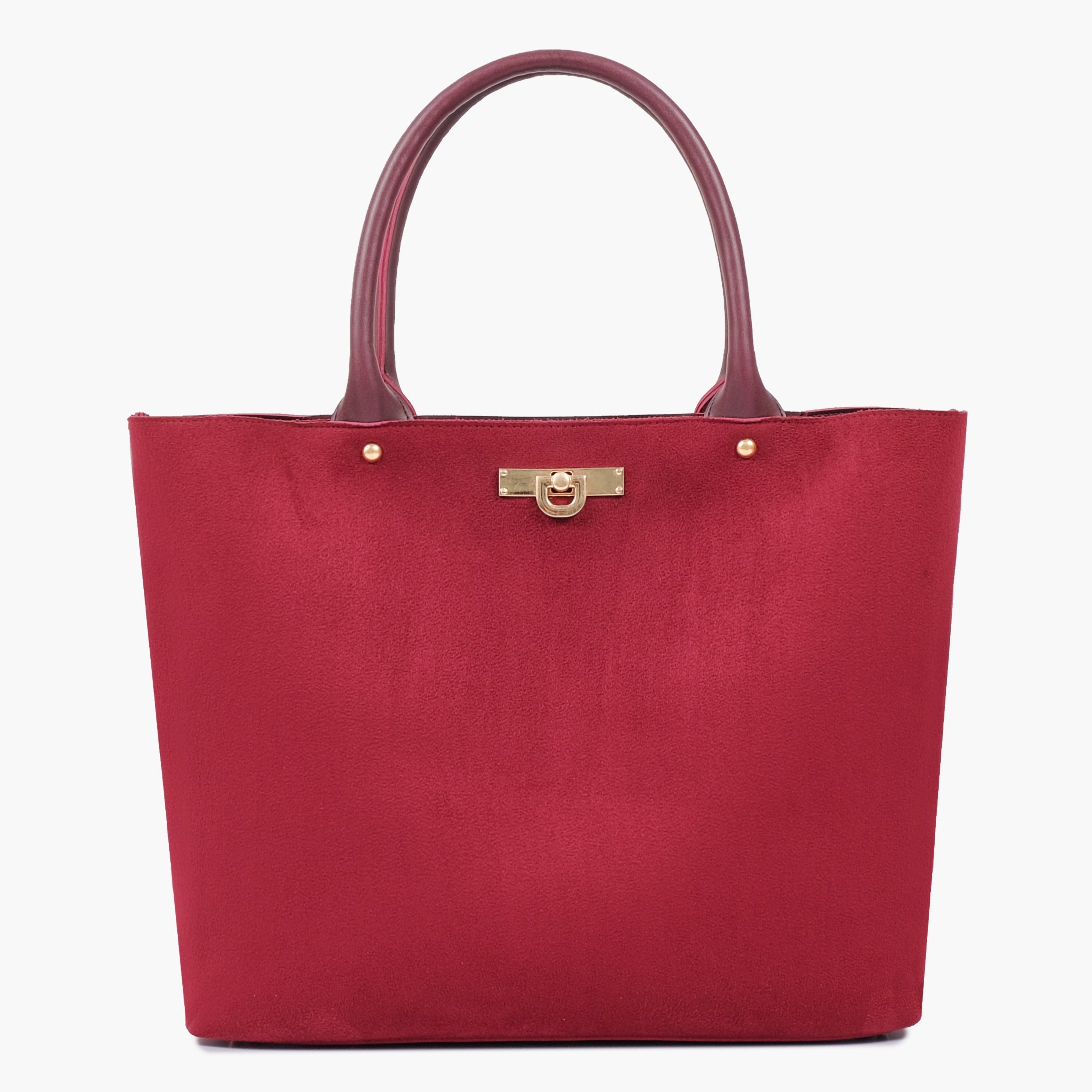 Buy Suede Zipper Tote Bag - Burgundy in Pakistan